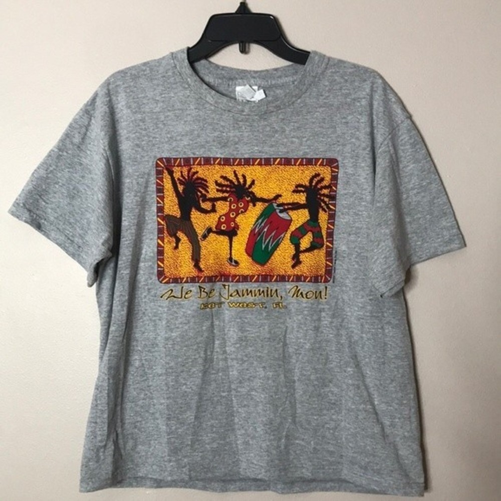 Vintage we be jammin mon key west Florida gray T-shirt size large